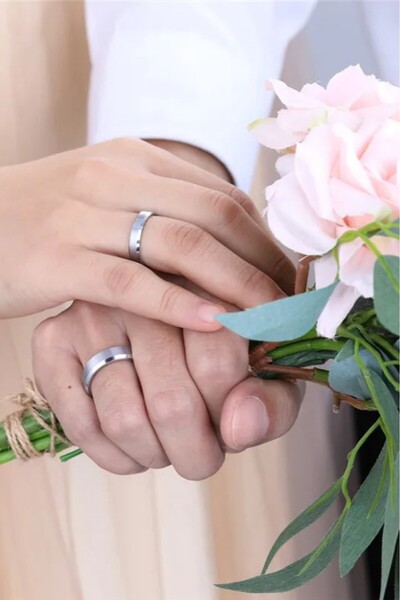 Takı Dükkanı 4mm Köşeli Mat Düz Model Unisex Erkek Kadın Çelik Alyans Yüzük cl40