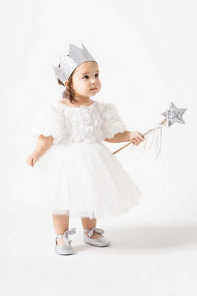 Banamio Rosalinda Baby Girl Παιδικό φόρεμα με βαμβακερή επένδυση από τριαντάφυλλο με λεπτομέρειες από φουσκωτό τούλι