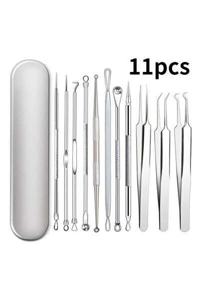 Choice مجموعة من 11 قطعة، أداة إزالة الرؤوس السوداء وإبر حب الشباب واستخراجها وتنظيف المسام والرؤوس السوداء وبشرة الوجه