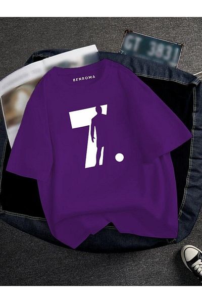 BENROMA 1 προϊόν δώρο για αγορές 6 και άνω Oversize Football Player Printed Unisex Tisort Printed