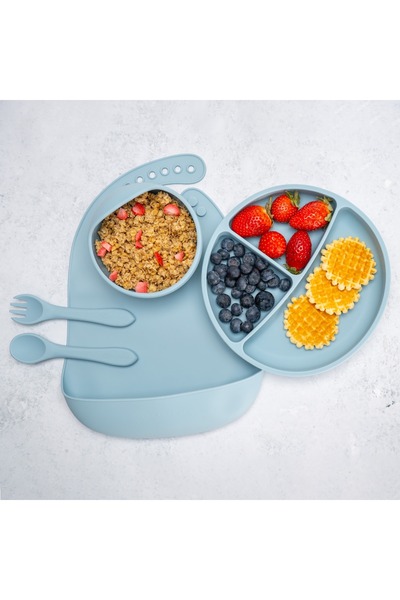 APPEKIDS Set Diversificare AppeKids Classic Aqua Blue, 100% Silicon, 6 luni+