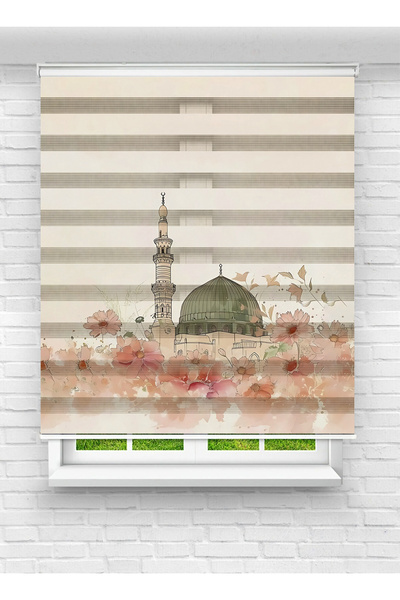 vanilyahome Medine-i Münevvere Temalı Desenli Dijital Baskılı Zebra Stor Perde