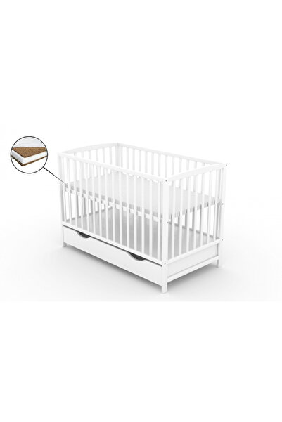 OEM VESSANTI ARES Detská postieľka so zásuvkou - biela + kokosový matrac 8 cm