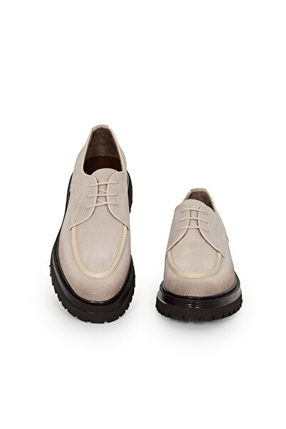 Tuna Genuine Suede Leather Beige Classic Men's Shoes Lace-Up Eva Sole - 0927