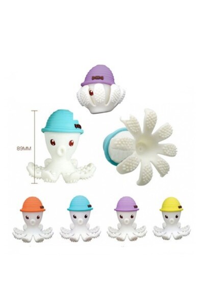 Mombella Silicone Teething Ring Octopus, Blue