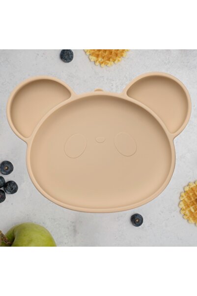 APPEKIDS Silicone Plate With Suction Cup, Panda - Bubble Beige