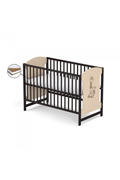 OEM Patut fara sertar VESSANTI MILO GIRAFA - Crem cu wenge + Saltea Cocos 10 cm