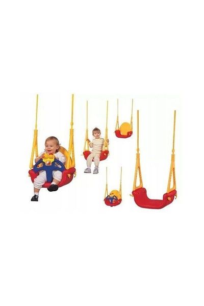 OEM Ecotoys SW-1421 Přestavitelná houpačka 3 v 1 - červená se žlutou