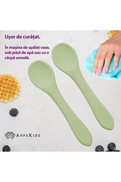 APPEKIDS Set Lingurite din silicon - Raw Green