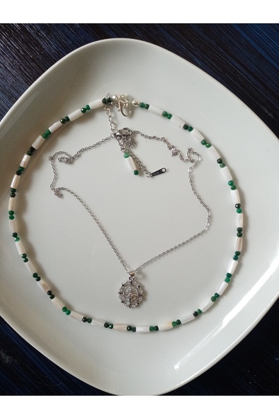 Mudita Tasarım 3 mm faset kesim gerçek doğal Malahit taşı, silindir kesim sed...