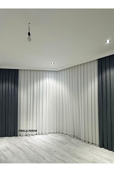 FİBELA PERDE First Quality White Color Modern Plain 1/3 Pleated Tulle Curtain, No Ironing No Wrinkles (Frequently Pleated)Fibela