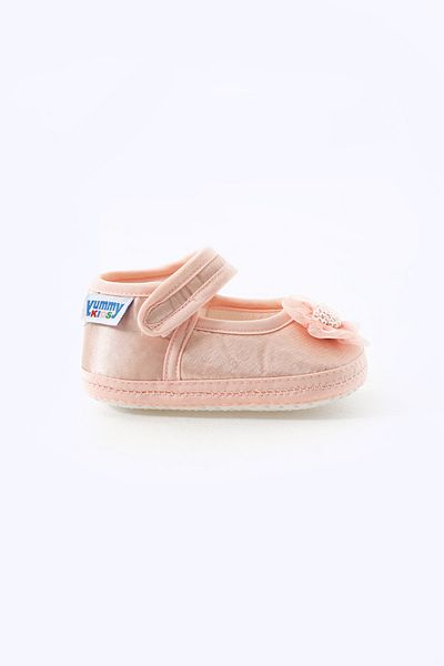 yummy kids Non-Slip Sole Velcro Floral Satin First Step Baby Booties