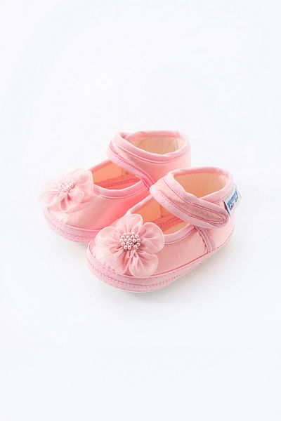 yummy kids Non-Slip Sole Velcro Floral Satin First Step Baby Booties