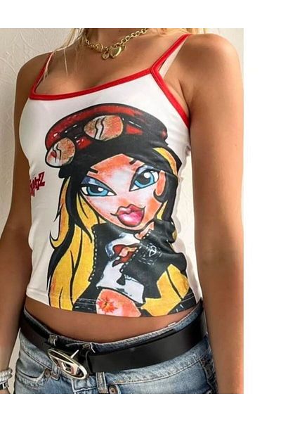 Karakedi Bratz Girls White Red Strappy Crop