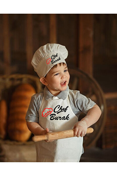 Teknik Çocuk Ve Yetişkin Kişiye Özel Isim Chef Tasarımlı Askılı Önlük Ve Şapk...