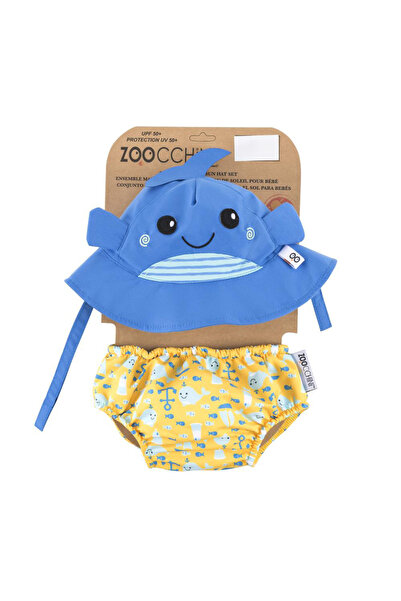 Zoocchini Set chilotel de baie si palarie, Marimea S, UPF 50+, Zoocchini, Whale