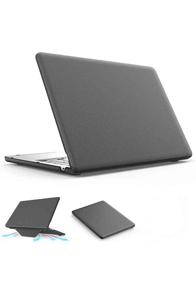 Fuchsia حافظة حماية جلدية فاخرة رفيعة مع حامل متوافق مع Macbook Air M2/M3 مقاس 13.6 بوصة