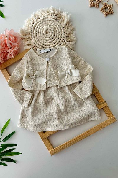 Minigimin Cicileri Girl's Dress - Cream Colored Mini Ciceleri and Chanel Fabric