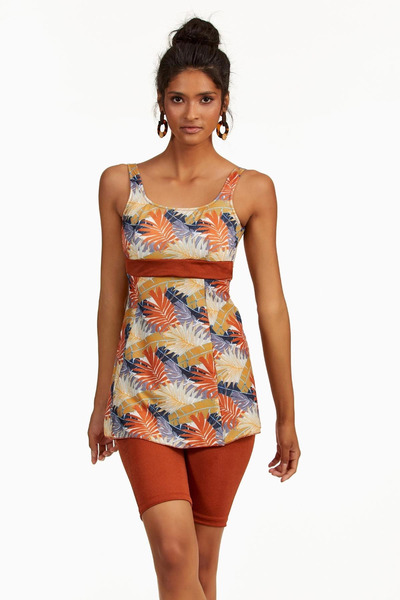 Kocabey Argento 0551-9165 Tankini με μοτίβο φύλλων με ημίκλειστο καλσόν