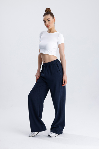 FV Women's Wide Leg Linen Trousers