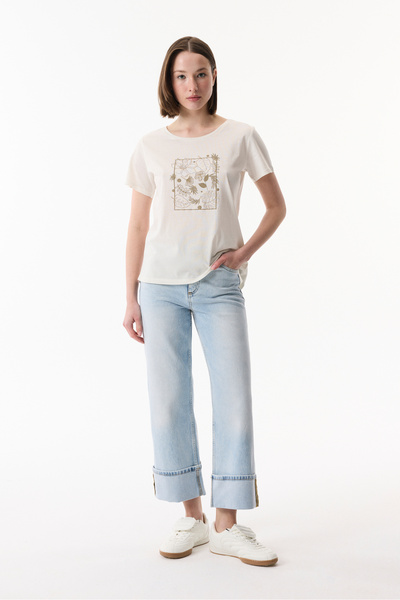 Mudo BASKILI BİSİKLET YAKA KISA KOLLU T-SHIRT