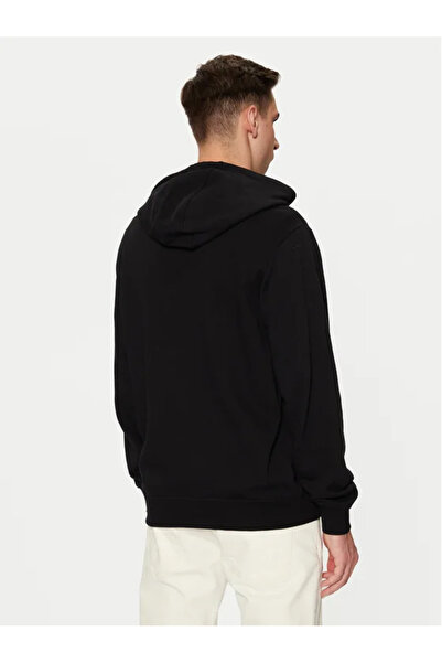 Guess Jeans Pánská černá mikina s vyšívaným logem a kapucí Guess jeans