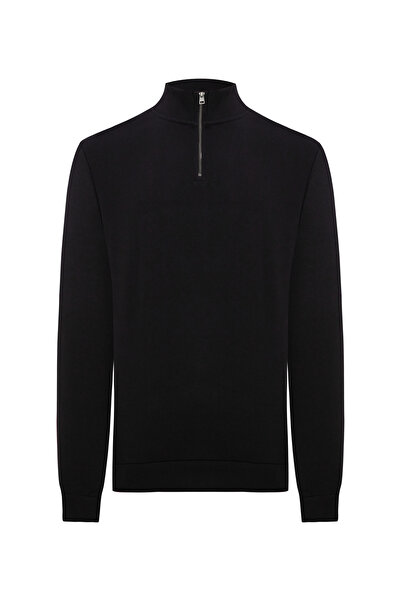 Mudo Zippered Lapel Neck Sweatshirt
