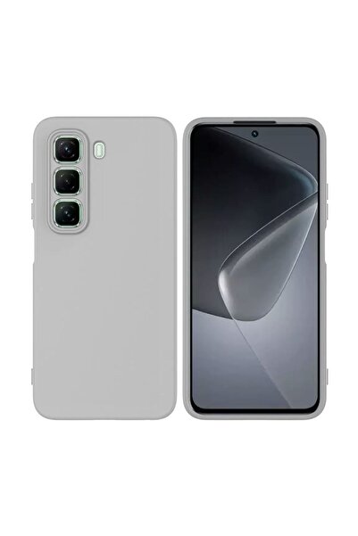 HANPORIUM Infinix Hot 50 Compatible Silicone Case - Flexible Pastel Color Cover with Camera Protection - Gray