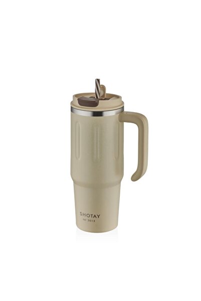 Shotay Travel Çelik Termos Mug 900Ml Krem