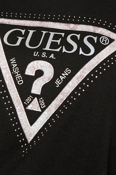 Guess Jeans Hanorac negru de damă Python cu logo triunghi mare Blugi Guess