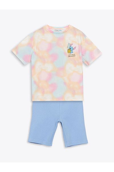 LC Waikiki Lcw Kids Mixed Crew Neck Lilo and Stitch Printed Girls' T-Shirt and Leggings