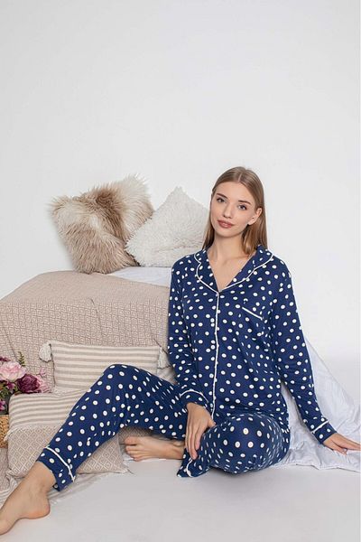 GUAVA+ Cămașă și costum de pijama cu mânecă lungă pentru femei, sezonieră, cu nasturi în față, din bumbac, cu buzunare la piept