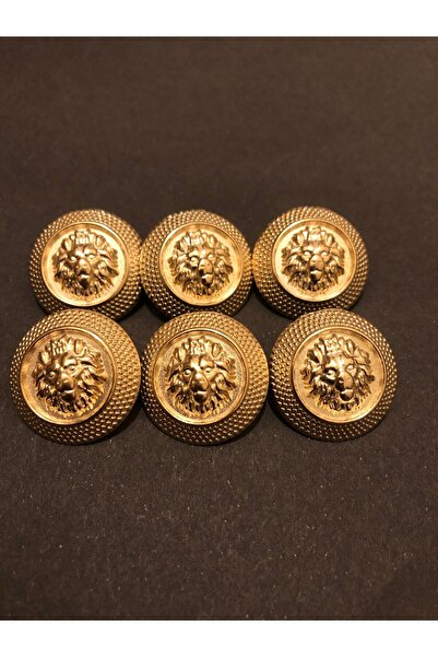 beyna aksesuar Gold Color Big Lion Model Button 36 Size Metal Button Trench Coat and Jacket Button - Pack of 6 Buttons