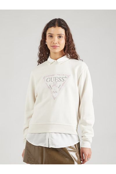 Guess Jeans Hanorac de damă crem Python triunghi mare blugi Guess