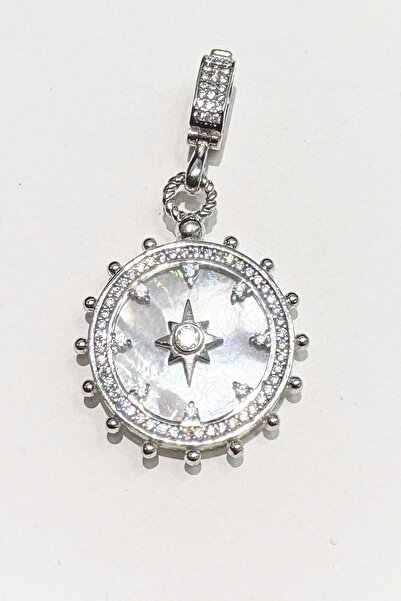 DM AKSESUAR 925 Ayar Gümüş Sedef Taşlı Dümen Model Ajda Bilezik Charmı Ve Kol...