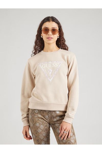 Guess Jeans Dámská béžová mikina Python velký trojúhelník logo Guess jeans