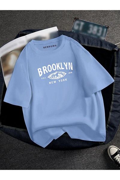 BENROMA 1 προϊόν δώρο για αγορές 6 και άνω Oversize Brooklyn Printed Unisex Tisort Printed