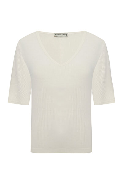 Mudo تي شيرت بأكمام قصيرة ورقبة على شكل حرف V