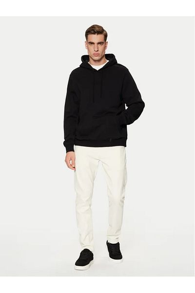 Guess Jeans Hanorac negru pentru bărbați cu logo brodat și glugă blugi Guess