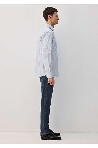 Mavi Çizgili Uzun Kol Açık Erkek Gömlek M0211445-70793