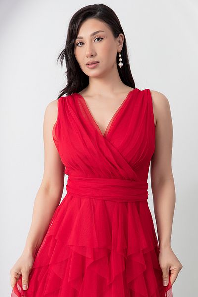 PULLIMM 13360 Rochie de seara lunga cu volane dublu