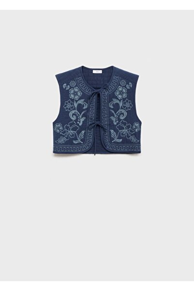 Mango Teen Бавовняна жилетка з вишивкою