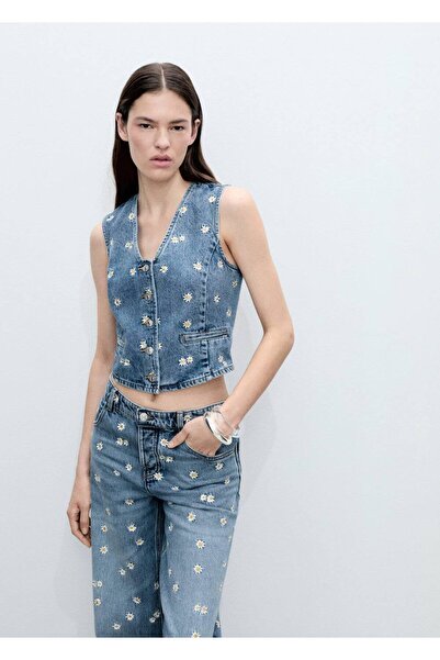 MANGO Woman Вишитий квітковим орнаментом жилет