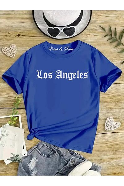 New Shine 1 tricou este un cadou pentru achiziții de 6 și mai sus în coș - Tricou oversize cu imprimeu text Los Angeles