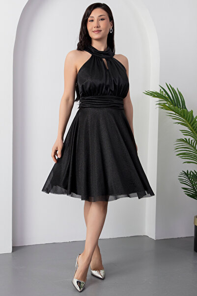 PULLIMM 13376 C Yaka Simli Tül Elbise