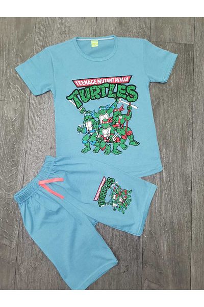 Neefy VARA 2025 NOUL SEZON TURTLES 1 SET 2 PIESE IMPRIMATE Costum din bumbac pieptănat de primă calitate