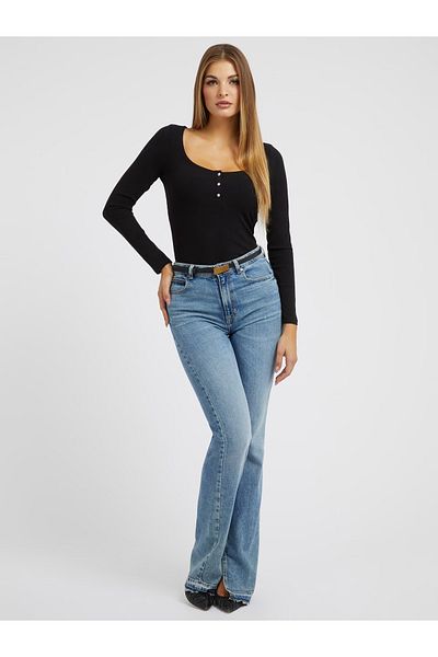 Guess Jeans Women's black long sleeved shirt with buttons Guess jeans