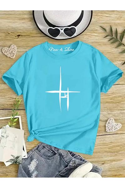 New Shine 1 tricou este un cadou pentru achiziții de 6 și mai sus în coș - Tricou oversize cu imprimeu liniar