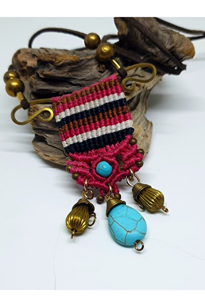 mama india alaçatı Turquoise Stone Macrame Ethnic Design Necklace No 9,10,11