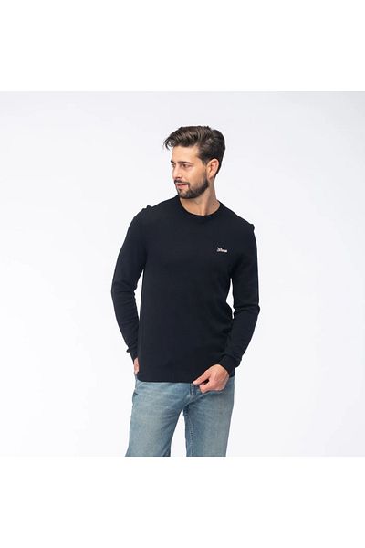 Guess Jeans Ανδρικό μαύρο t-shirt με signature τζιν Guess